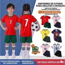 Conjunto Futebol Nº7 Titular 2026 Vermelho Verde Kit Camisa Short Kit Infantil Nº10 Camiseta e Bermuda Para Quadra
 Escu
