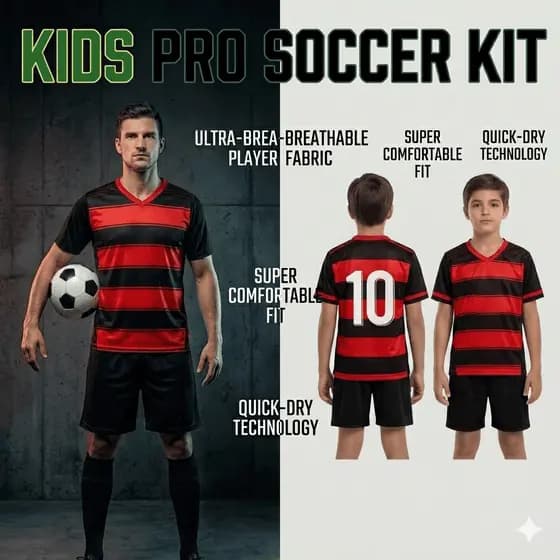 Conjunto Infantil para Jogar Bola Uniforme 2025-26 Bordado Tecido Leve e Macio Camisa e Short para Crianças 2 a 14 anos