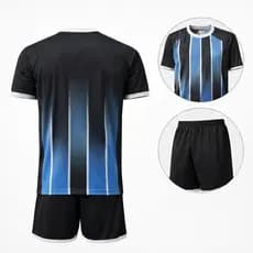 Conjunto Infantil GRE Azul Listrado 2026 c/ patrocinios atualizados Kit Camisa e Short