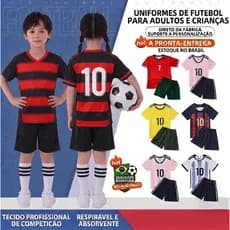 Conjunto Infantil Camisa Short Masculino Linha Esportiva Uniforme Anti-Suor para Crianças