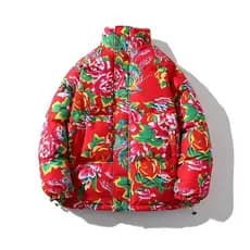 Nordeste grande flor acolchoada jaqueta das mulheres dos homens na moda nacional estilo chinês peônia flor grosso acolch