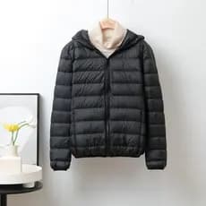 2024 inverno novo estilo leve para baixo acolchoado jaqueta feminina gola curta com capuz leve fino branco para baixo ja