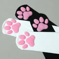 Tonghost3D Almofada de carne de Silicone Meias de garra de gato Lolita cos Meias bidimensional acima do joelho