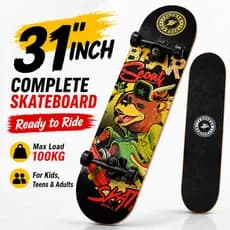 Skate Completo De 31 Polegadas Para Iniciantes , Crianças , Adultos , Placa De Truque De Chute Duplo
