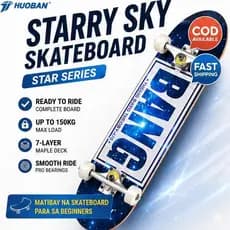 Skate Completo Deck Duplo De 31 Polegadas | Prancha De Para Iniciantes Starry Sky Design