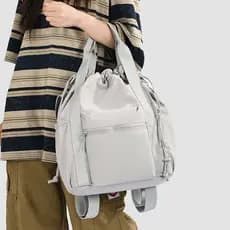 Mochila de náilon Com cordão feminino, grande capacidade, leve, portátil, corpo cruzado, três propósitos, viagem, academ