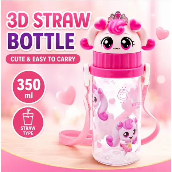 Garrafa De Palha Princess Catch Teenieping Ecozen 350ml Água Infantil Com Alça Hachuping