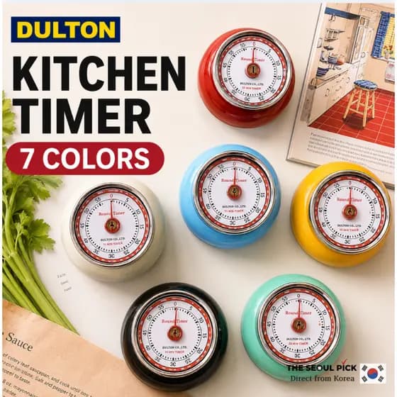 [Dulton] Temporizador De Cozinha Analógico Manual Magnético Cozimento Mecânico Redondo 60 Minutos 7 Cores