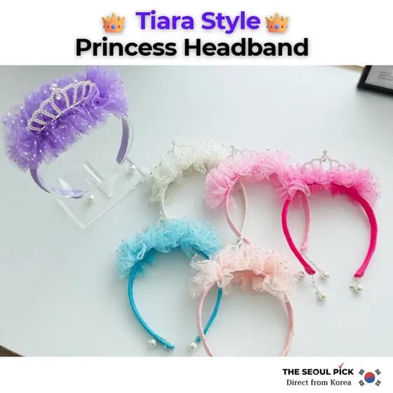 Tiara Com Babados Para Meninas , Faixa De Cabelo Coroa De Renda , Acessórios De Princesa Infantil , 1 Peça