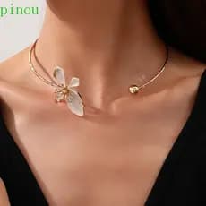 Colares De Flores PINOU , Gargantilhas Abertas De Metal Geométrico , Colar Colorido Ajustável Estilo Coreano Para Menina