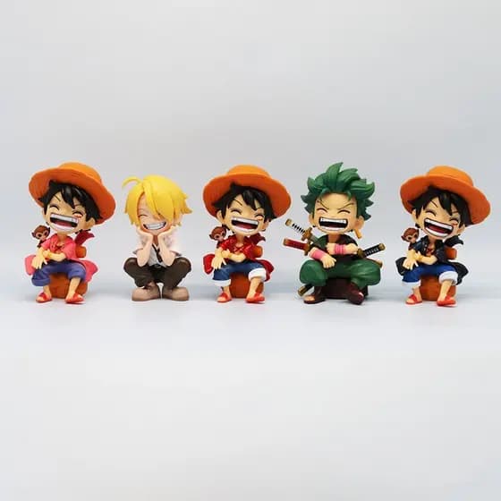 13cm Uma Peça Anime Figura Sentado Rindo Luffy Figuras De Ação Kawaii Sanji Zoro Estatueta Sala Carro Ornamentos Coleção