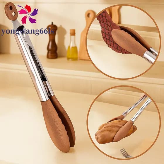 YONGWANG Pinça Para Grelhar Churrasco , Alça De Aço Inoxidável Antiderrapante Salada , Pão , Sobremesa , 9/12 Em Braçade