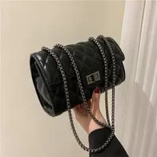 Novo pequeno fresco simples diamante corrente saco feminino 2024 novo estilo na moda All-Match pequeno quadrado saco por