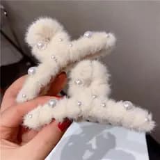 Novo Clipe de Cabelo para Meninas para Outono e Inverno, Elegante Presilha de Cabelo com Pérolas M20S