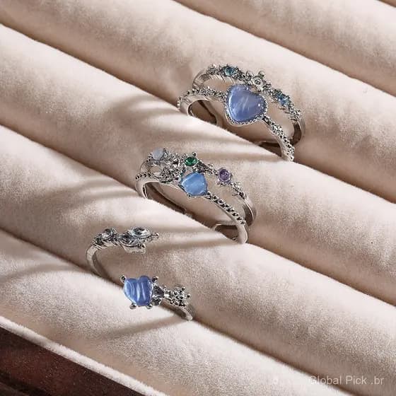 Anel de zircônia em formato de coração, anel feminino ajustável de luxo leve em estilo coreano.