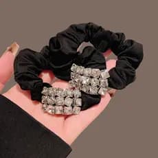 Estilo suave luz luxo cristal corda de cabelo feminino Super fada Scrunchy anel de cabelo cabeça corda elegante laço de