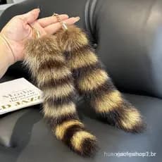 Chaveiro de cauda de guaxinim pequeno, pingente de chaveiro de veículo elétrico, pingente de chaveiro de carro, charme d