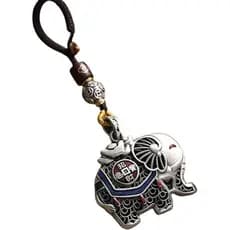 Pingente De Elefante Da Sorte Esmaltado Prateado 999 Fofo-Chaveiro Exclusivo Para Chaves De Carro , Acessório De Estilo