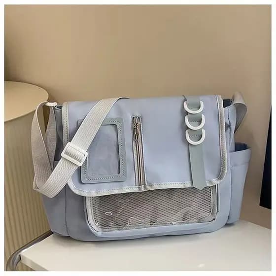 Bolsa Itabag Nylon Transparente Escolar Japonesa Transversal Patchwork Kawaii Faculdade 2026