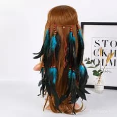 Multi-colorido longo pena cabelo banda pena Headwear