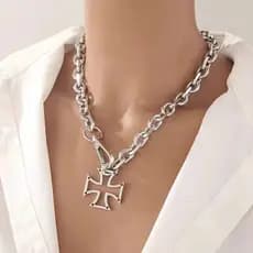 Colar de cruz oca masculino feminino estilo europeu americano Hip-Hop único clavícula corrente nicho Design luz luxo Hig