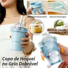 🔥Envio em 24 Horas🔥Forma de gelo dobrável em silicone com tampa copo térmico para bebidas geladas