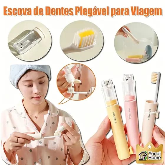 🔥Envio em 24 Horas🔥Escova De Dentes 2 Em 1 Para Viagem Dobrável E Portátil Com Cerdas Macias Ideal Para Uso Doméstico