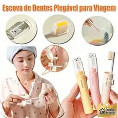 🔥Envio em 24 Horas🔥Escova De Dentes 2 Em 1 Para Viagem Dobrável E Portátil Com Cerdas Macias Ideal Para Uso Doméstico