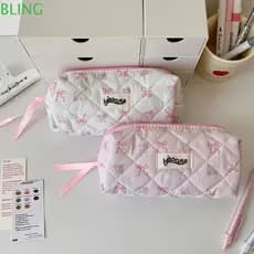 Bolsa De Caneta BLING , Sacos De Armazenamento De Papelaria Multifuncionais De Grande Capacidade , Organizador Com Laço