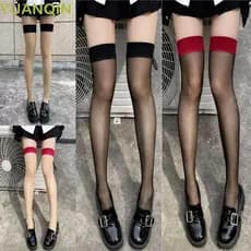 YUANQINZT 4 Pares De Meias Altas Na Coxa , Patchwork Transparente Acima Do Joelho , De Nylon Para Mulheres