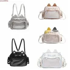 JUNYUE Cute Cat Itabag , Adge Display JK Kawaii Bolsa De Bolso Transparente , Sacola De Bonecas Estilo Formal De Couro P