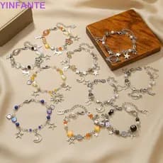 Pulseira YINFANTEWN Casal Bestie , Punk Fofa Lua Sol , Estrela Oca Doce Dia Dos Namorados