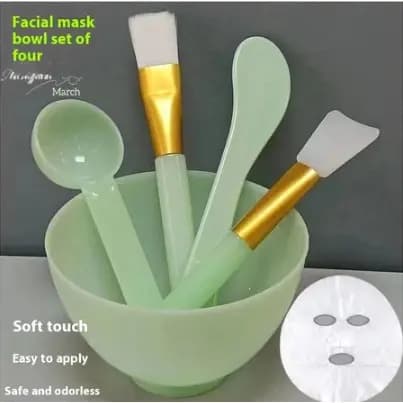 Conjunto Tigela Mistura Facial * 4 Peças , Ferramenta Máscara Silicone Para , Pincéis Maquiagem