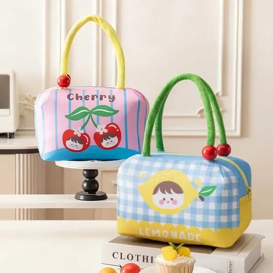 Nova Bolsa Feminina Fofa De Grande Capacidade Com Padrão De Desenho Animado Lancheira Térmica Para Estudantes