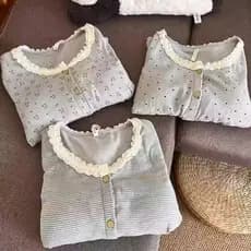 Outono inverno pijamas femininos alemão veludo Cardigan rendas calças de manga comprida versão coreana Loungewear terno