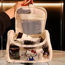 [Dhiint] Bolsa Cosmética De Pelúcia Fofa De Desenho Animado De Grande Capacidade Armazenamento Portátil De Alta Qualidad
