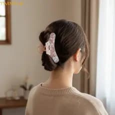 Grampo De Cabelo Xadrez TWINKLEO , Acrílico Rosa Garra , Cocar Estilo Coreano Nuvem Tubarão Clipe