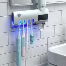 Banheiro Higiênico Suporte Escovas Esterilizador UV + Dispenser Pasta Automático Pronta Entrega Envio SP
