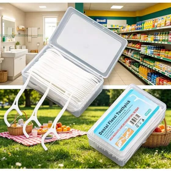 Fio Dental De Alta Tensão Com Palito De Dente Anatômico Que Desliza Fácil Proteção Da Gengiva Premium