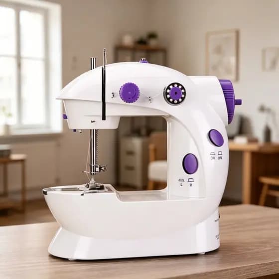 Maquina De Costura Mini Portatil Bivolt Barata Domestica Com Luz Embutida E Pedal Ajuste De Roupa Menor Preço Do Brasil