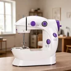 Maquina De Costura Mini Portatil Bivolt Barata Domestica Com Luz Embutida E Pedal Ajuste De Roupa Menor Preço Do Brasil
