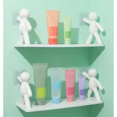 Nicho Plástico De Parede Multiuso Com Adesivo Forte Boneco Suporte Shampoo Condicionador Banheiro Envio Rápido