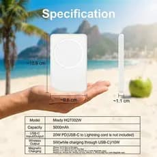 Carregador Portátil por Indução Wireless 5000/10000mAh MagSafe iPhone Android Bateria