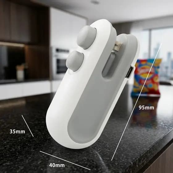 Selador De Embalagens Com Ima De Geladeira Recarregavel USB