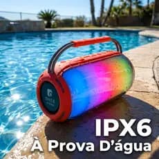 Caixa de Som Bluetooth ONE-X SOM-0536 20W IPX6 À Prova D'água Luz RGB Portátil Alça Reforçada Bateria