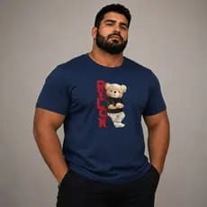 Camiseta Plus Size Masculino Estampado Urso Relax Blusa Academia Treino 100% Algodão
