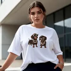 Camiseta Plus Size Feminino Estampado Cachorros Blusa Academia Treino 100% Algodão