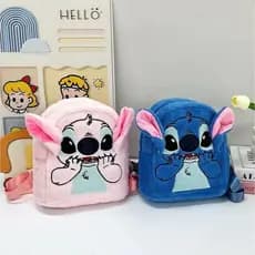 Mochila de Pelúcia Fofa Stitch Angel Bolsa Infantil Mochila Escolar Fofa com Orelha 3D Presente Infantil Bolsa de Ombro
