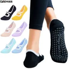 [Cor Macaron] Meias de Yoga Femininas para Yoga, Dança, Trampolim, Ginástica, Esportes, Meias Invisíveis para Uso em Cas