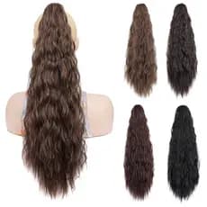 Rabo de cavalo extra longo com presilha de garra e ondulações tipo milho, cabelo cacheado volumoso, rabo de cavalo falso